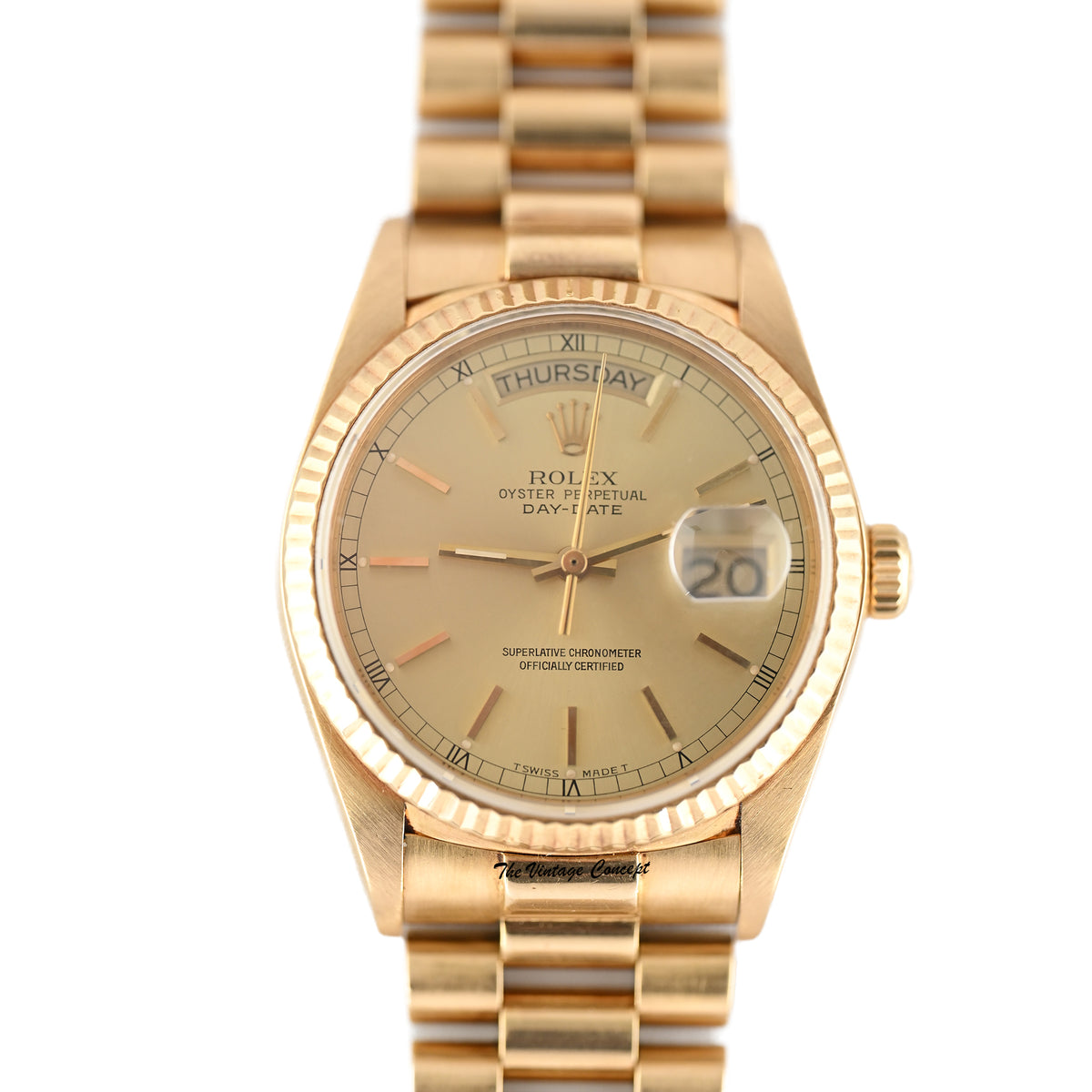 Rolex Day-Date 18038 18K Yellow Gold Champagne Dial