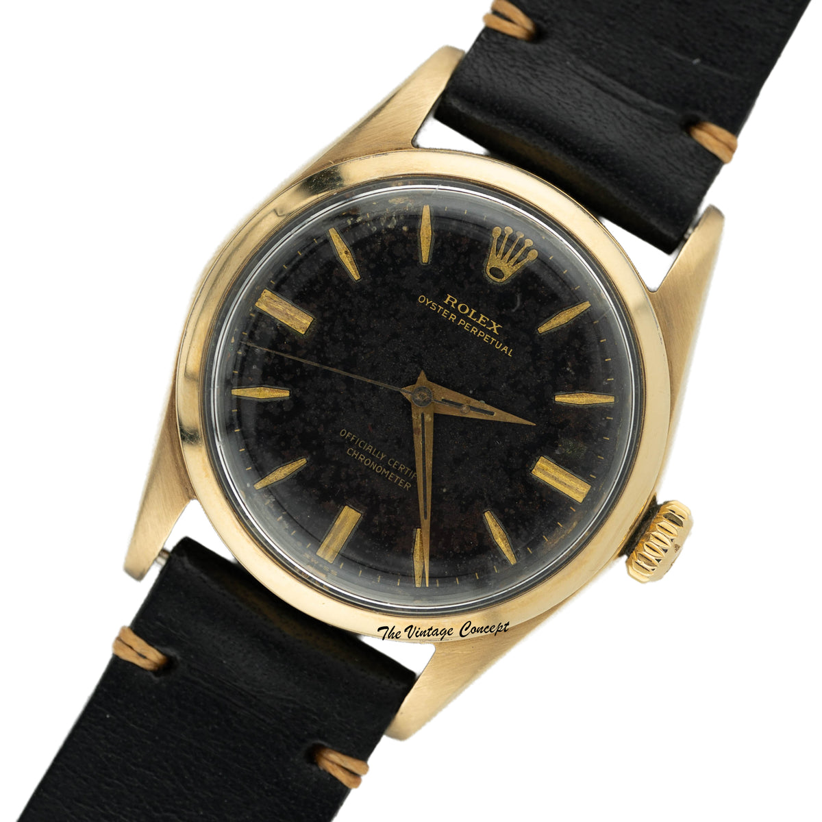 Rolex Oyster Perpetual 6634 Golden egg Black Gilt Dial