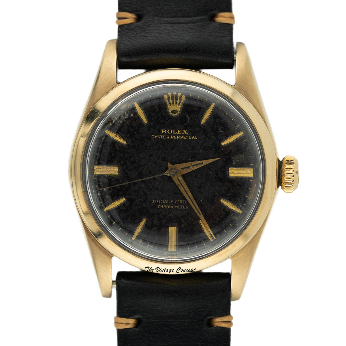 Rolex Oyster Perpetual 6634 Golden egg Black Gilt Dial