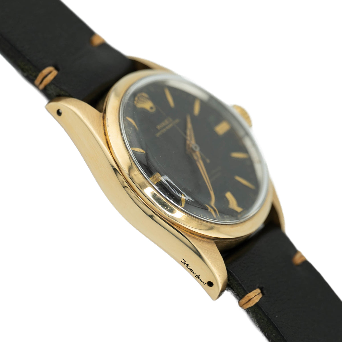 Rolex Oyster Perpetual 6634 Golden egg Black Gilt Dial