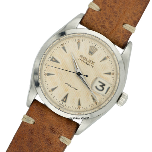 Rolex Oysterdate Precision 6294 Stainless Steel Honeycomb Dial Hand-Winding Watch