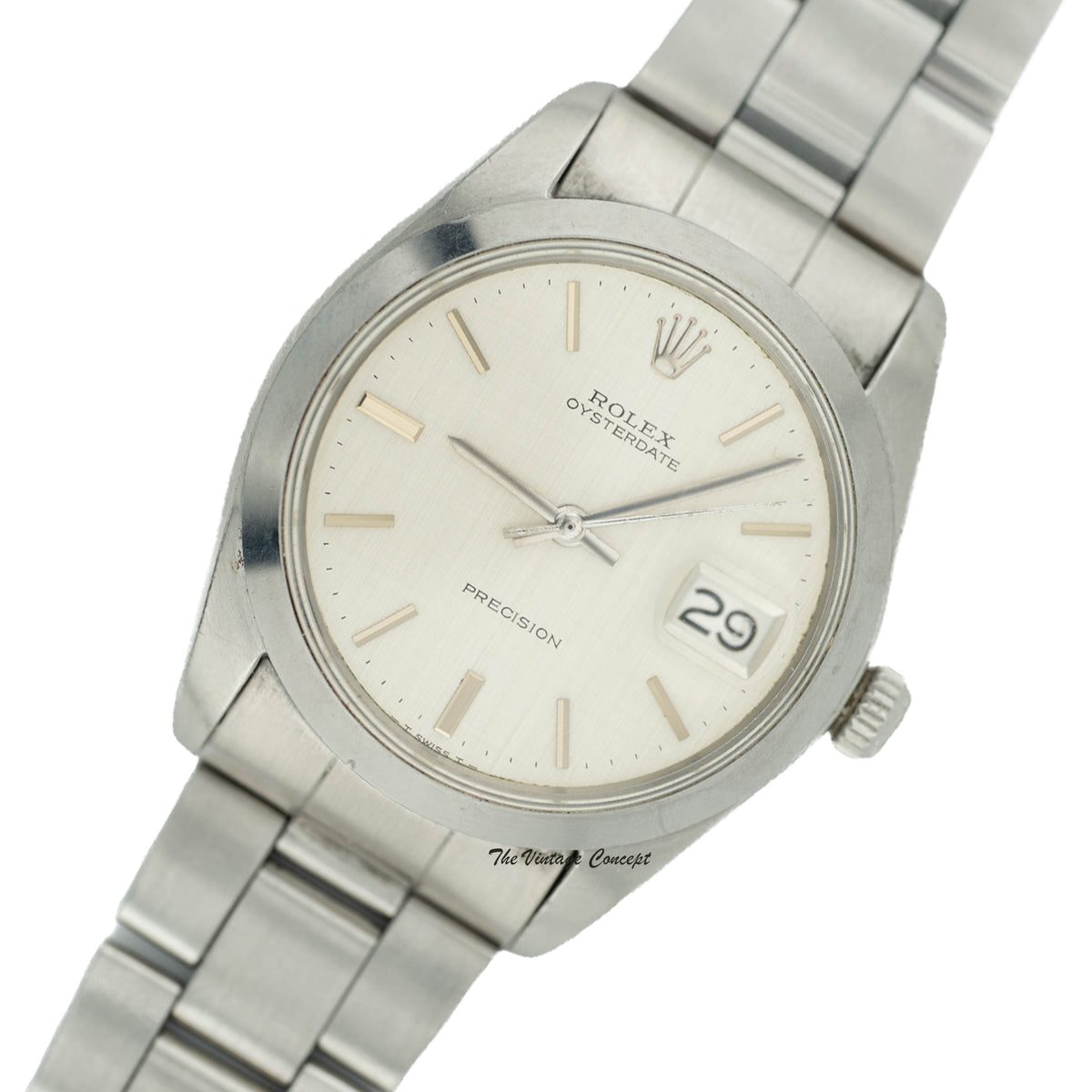Rolex Oysterdate Precision 6694 Stainless Steel Silver Linen Dial w/ box & paper