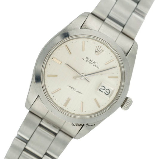 Rolex Oysterdate Precision 6694 Stainless Steel Silver Linen Dial w/ box & paper