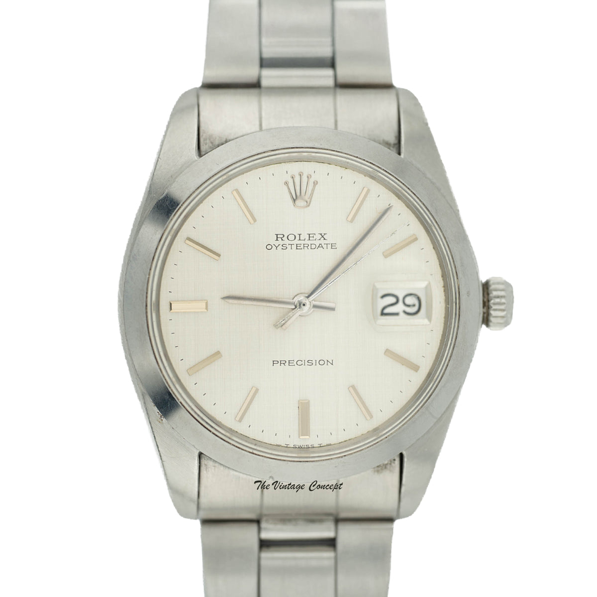 Rolex Oysterdate Precision 6694 Stainless Steel Silver Linen Dial w/ box & paper