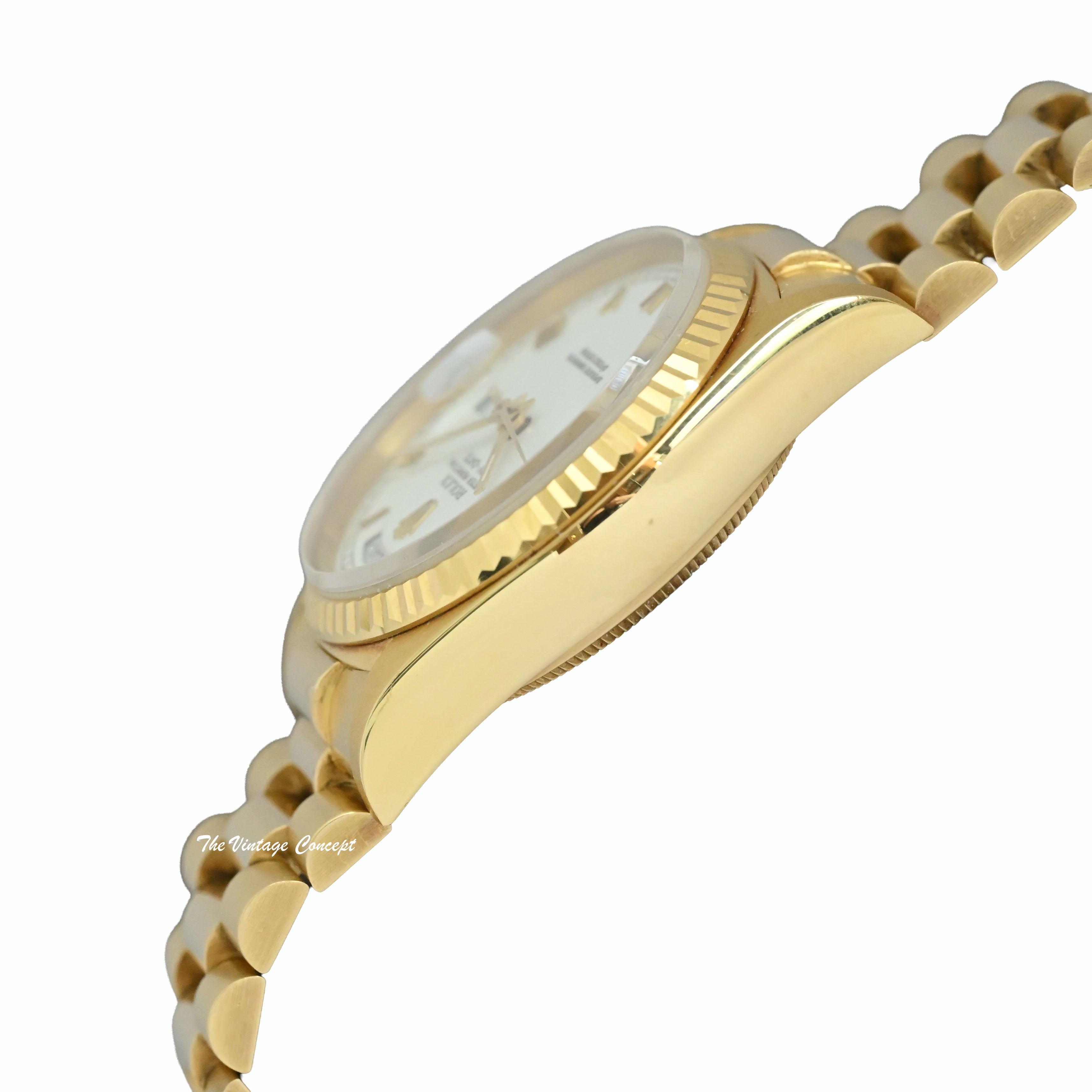 Rolex Day Date 18K Yellow Gold 18038 White Dial Roman Indexes
