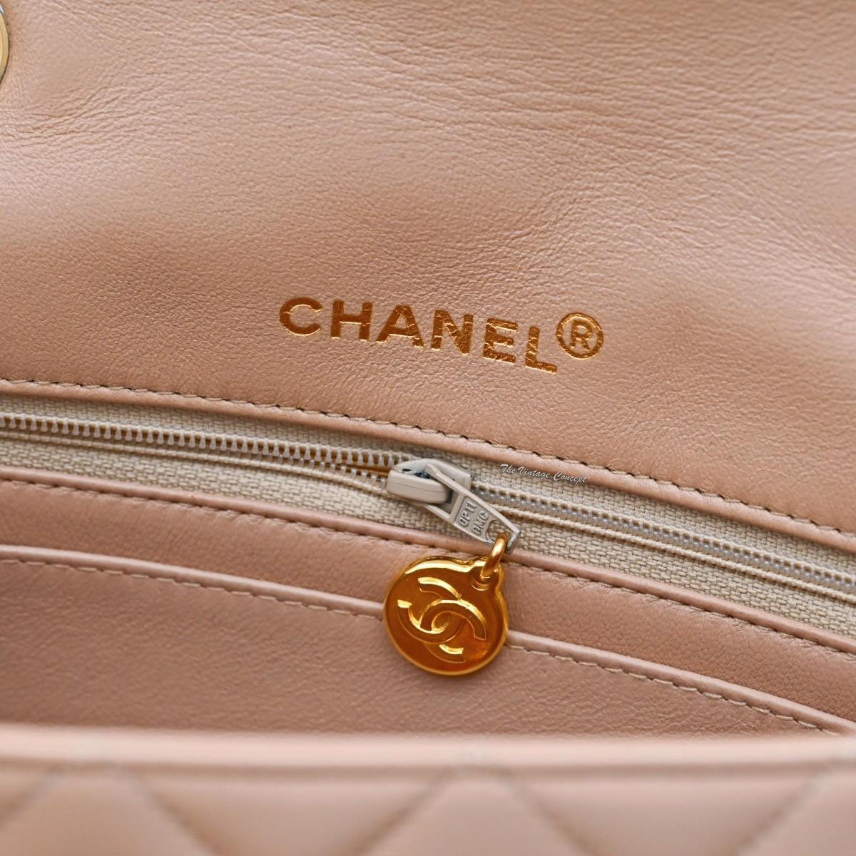 Chanel Lambskin Beige A01164 Diana with card