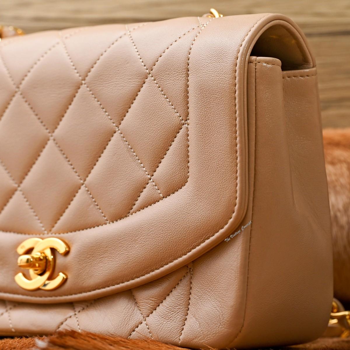 Chanel Lambskin Beige A01164 Diana with card