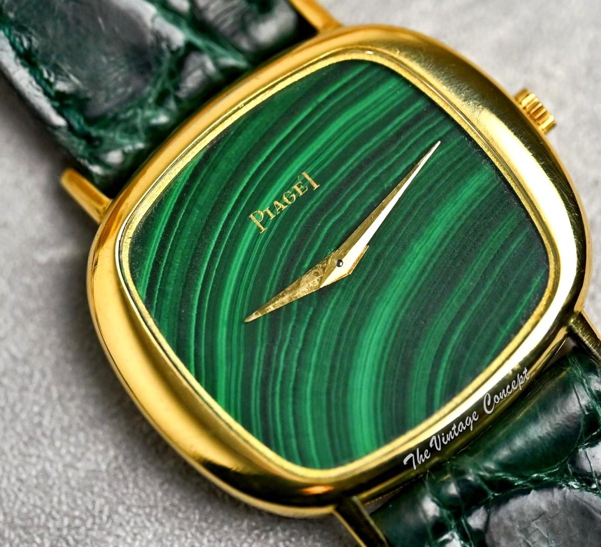 Piaget 18K Yellow Gold Cushion Malachite Stone Dial Manual Wind 9453