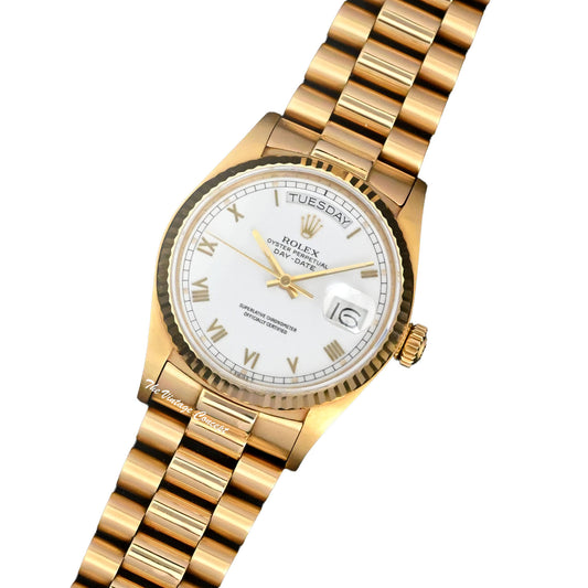 Rolex Day Date 18K Yellow Gold 18038 White Roman