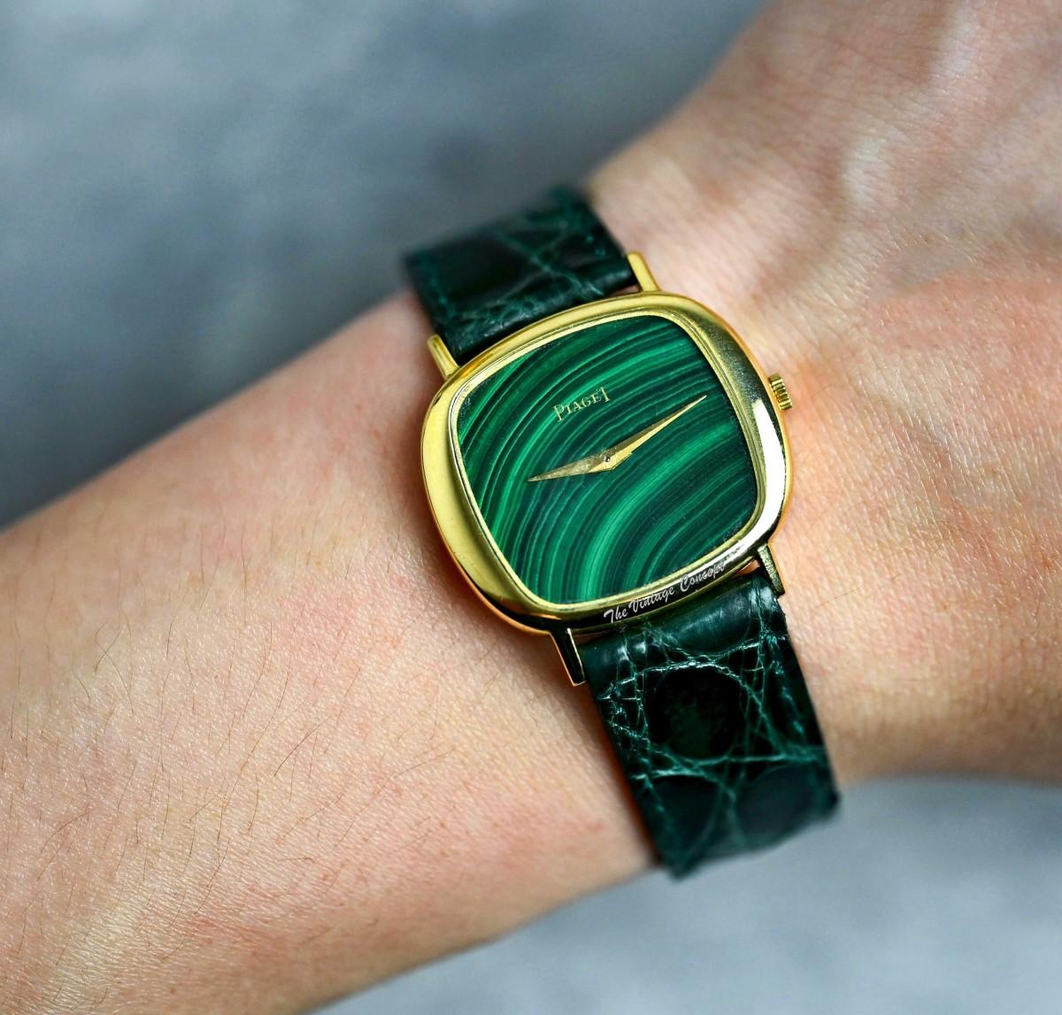 Piaget 18K Yellow Gold Cushion Malachite Stone Dial Manual Wind 9453