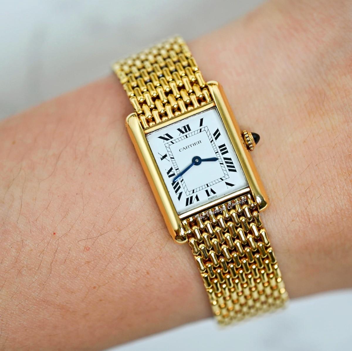 Cartier Mini Tank Louis 18K YG Paris Dial Ref. 78087 Manual Wind w/ Integrated Bracelet  (SOLD)