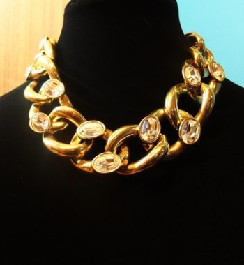 Givency gold plated chunky link with diamante detail (SOLD) - The Vintage Concept