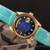 Rolex 18K YG Day Date Blue Dial w/ Diamond Index 18038 (SOLD)