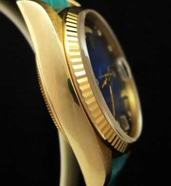 Rolex Day-Date 18K YG Midnight Blue Diamond Index 18038 (SOLD) - The Vintage Concept