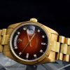 Rolex 18K YG Daydate Diamond Index Ombre Brown Dial 18078 (SOLD)