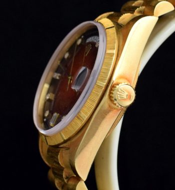 Rolex 18K YG Daydate Diamond Index Ombre Brown Dial 18078 (SOLD) - The Vintage Concept