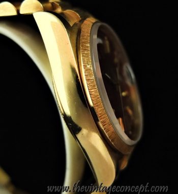 Rolex 18K YG Day-Date Oxblood Stella Bark - Finish Bezel 18078 (SOLD) - The Vintage Concept