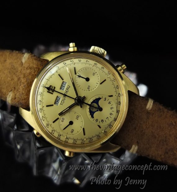 Tourneau 18K YG Triple Date Moon Phase Watch (SOLD) - The Vintage Concept