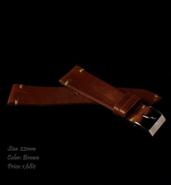 22 x 18mm Brown Calf Leather Strap - The Vintage Concept