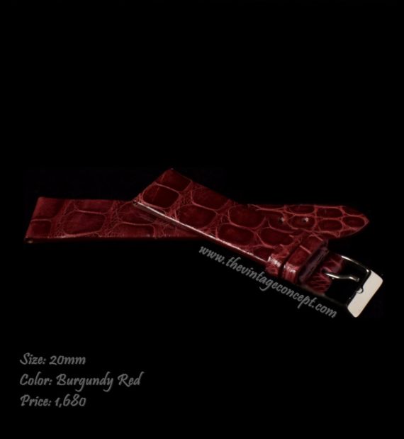 20 x 16mm Burgundy Red Crocodile Strap - The Vintage Concept