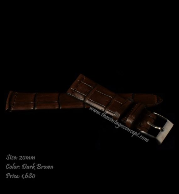 20 x 16mm Dark Brown Crocodile Strap - The Vintage Concept