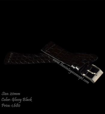 20 x 16mm Glossy Black Crocodile Strap - The Vintage Concept