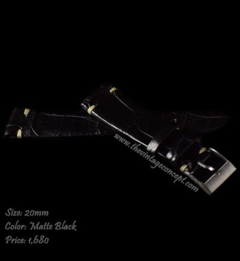 20 x 16mm Matte Black Crocodile Strap - The Vintage Concept