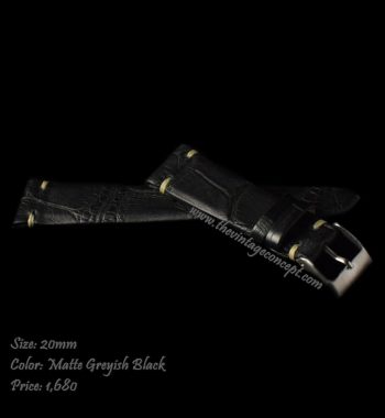 20 x 16mm Matte Black Crocodile Strap - The Vintage Concept