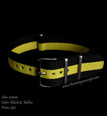 22mm Black & Yellow Nato Strap - The Vintage Concept