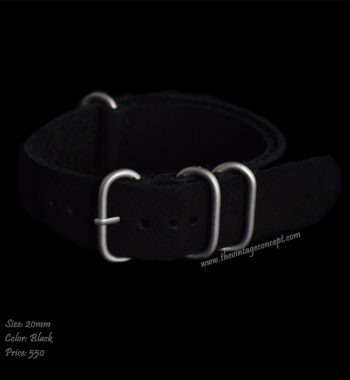 20mm Suede Black Nato-Style Leather Strap - The Vintage Concept