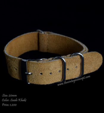 20mm Suede Dark Green & Blue Nato-Style Leather Strap - The Vintage Concept