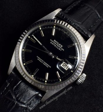 Rolex Datejust 18K WG Black Gilt Dial 1601 (SOLD) - The Vintage Concept