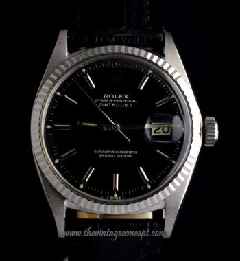 Rolex Datejust 18K WG Black Gilt Dial 1601 (SOLD) - The Vintage Concept