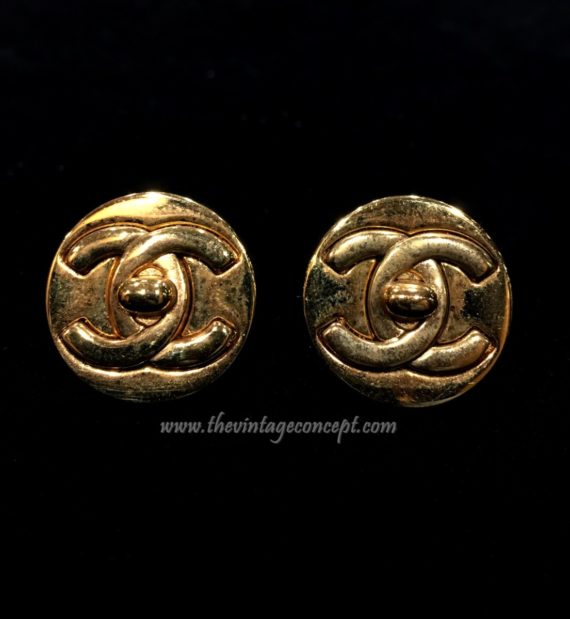 Chanel Turnlock Logo Clips Earrings (SOLD) - The Vintage Concept