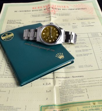 Rolex Explorer Tropical Gilt Dial 1016 with Chronometer Paper (SOLD) - The Vintage Concept