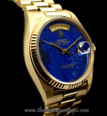 Rolex Day-Date 18K Yellow Gold Lapis Dial 18038 (SOLD) - The Vintage Concept