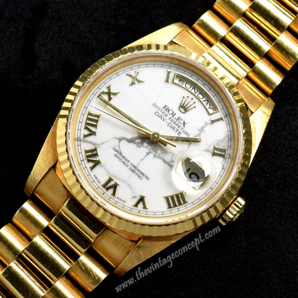 Rolex Day-Date 18K Yellow Gold Marble 