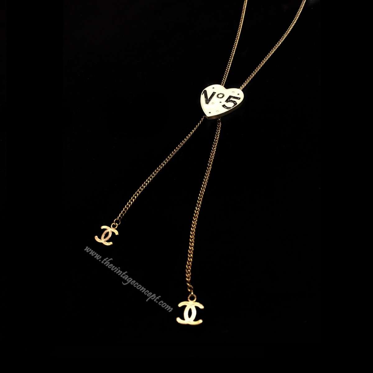 Chanel Heart No.5 Adjustable Long Necklace (SOLD) - The Vintage Concept