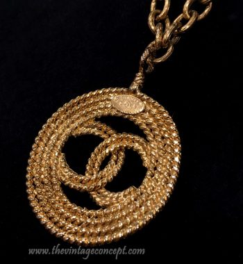Chanel Big Logo w/ twisted circle Long necklace (SOLD) - The Vintage Concept