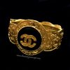 Chanel Gold Tone Baroque Onyx Cuff Bangle (SOLD)
