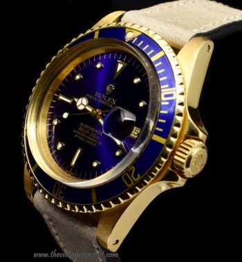 Rolex Submariner 18K Yellow Gold Blue Purple Nipple Dial 1680 (SOLD) - The Vintage Concept