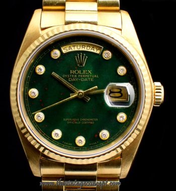 Rolex Day-Date 18K YG Bloodstone Dial w/Diaond Index 18038 (SOLD) - The Vintage Concept