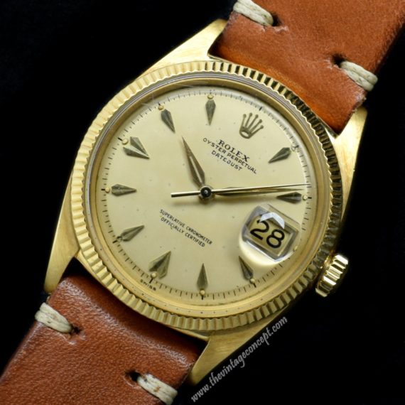 Rolex 18K YG Datejust Flies Index 6605 (SOLD) - The Vintage Concept