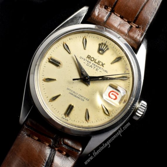 Rolex Oyster Perpetual Date Creamy Dial Red/Black Date 6530 (SOLD) - The Vintage Concept
