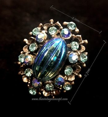 Vintage Signed Florenza Custom Fashion Peacock Rhinestone Ring (SOLD) - The Vintage Concept
