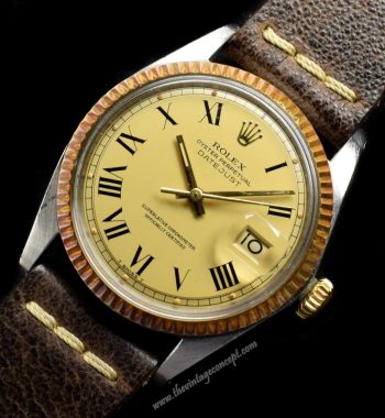 Rolex Datejust Two-Tones Gold Dial Black Roman Index 1601 (SOLD) - The Vintage Concept