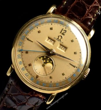 Omega 14K Yellow Gold Triple Date Moonphase Manual Wind (SOLD) - The Vintage Concept