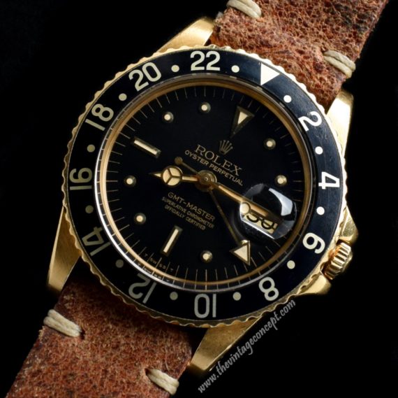 Rolex GMT-Master 18K YG Black Nipple Dial 1675 (SOLD) - The Vintage Concept