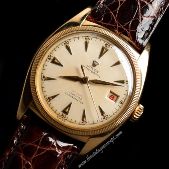 Rolex Big Bubbleback 18K YG Red "Officially" Creamy Dial 6075 (SOLD) - The Vintage Concept