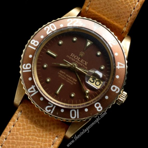 Rolex GMT-Master 18K YG Brown Nipple Dial No Guard 1675 (SOLD) - The Vintage Concept